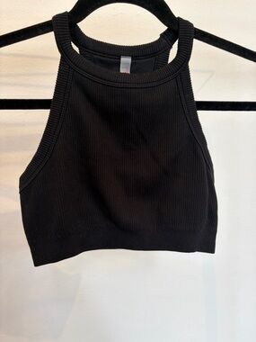 Commando Black Ribbed Halter Crop Top